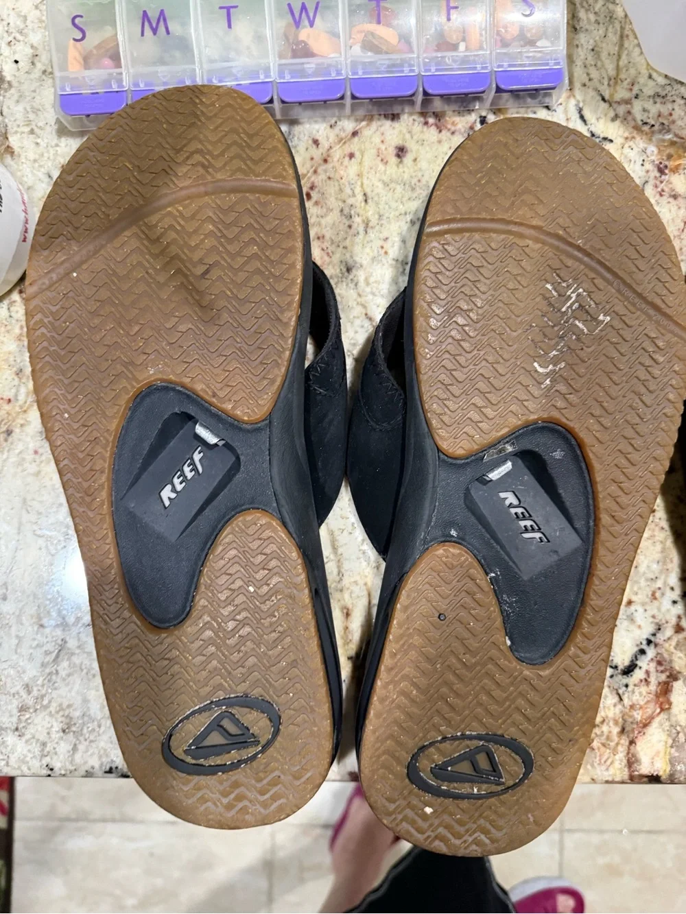 Reef Black Suede Thong Sandals